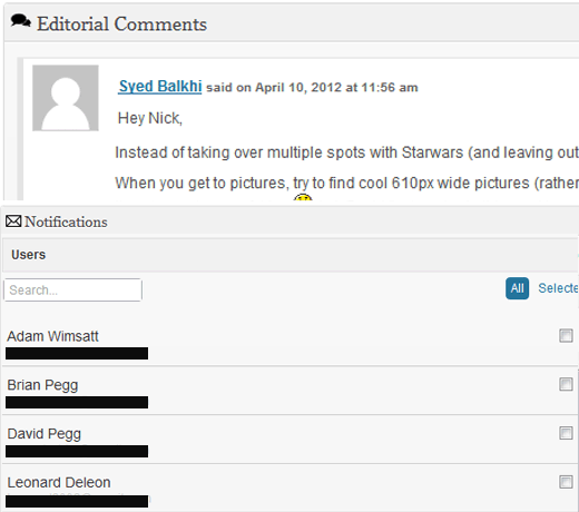 Using editorial comments to leave notes on a post