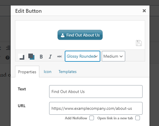 Creating a button for your link and customizing the design