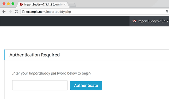 importbuddy password