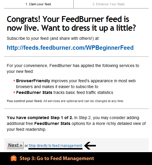 Step 3 - Go to Feed Management