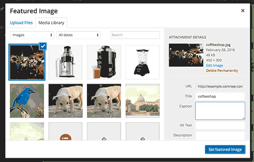 Setting a featured image in WordPress