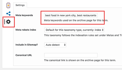 Adding meta keywords for a category archive page in WordPress
