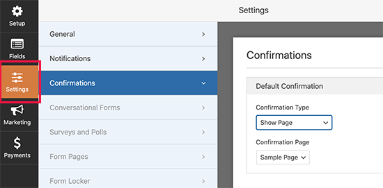 Setting up form confirmation 