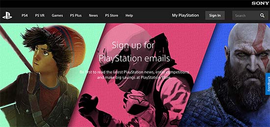 Sony PlayStation Newsletter signup