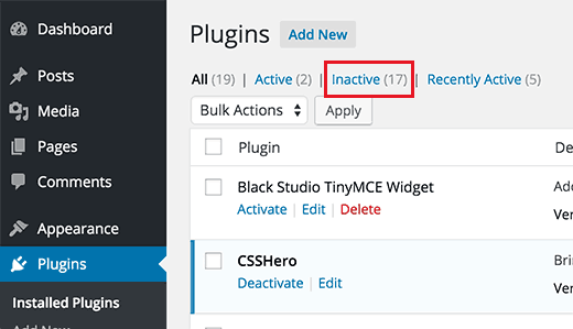 Inactive Plugins