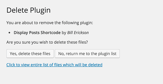 Deleting a WordPress plugin to unintsall it