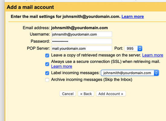 Connecting Bluehost email to Gmail