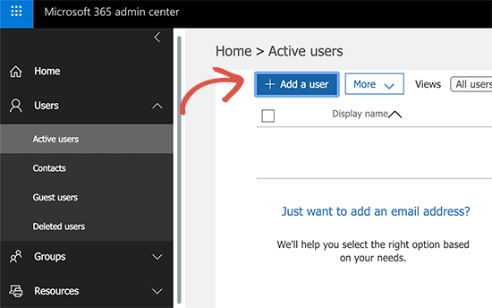 Add user in Office 365