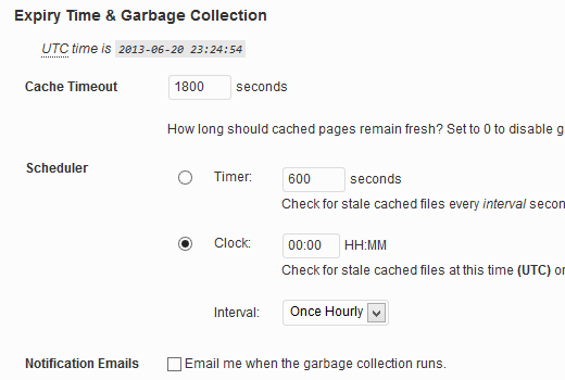 Scheduling garbage collection and setting cache expiration