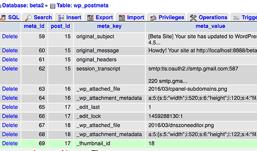 Thumbnail ID meta key stored in postmeta table