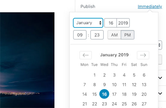 Post publish date and time