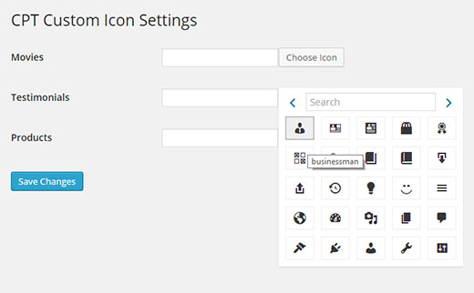 Adding a custom post type icon