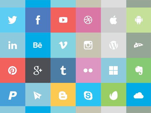 24 Flat Social Icons Set