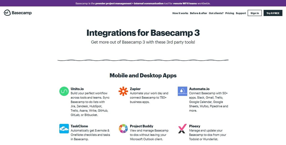 basecamp integrations