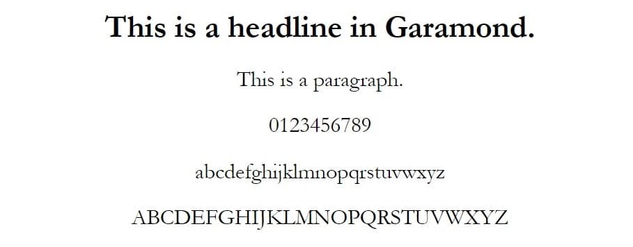 garamond font - web safe fonts