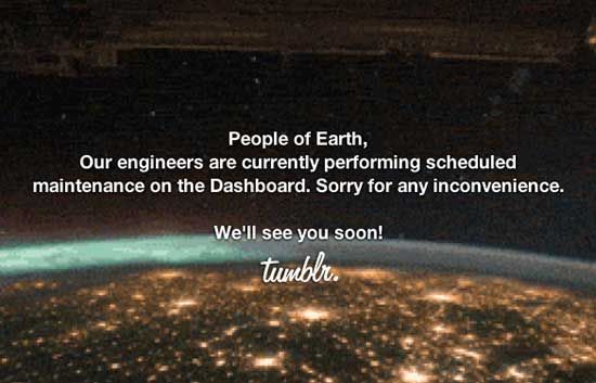 Tumblr maintenance page example