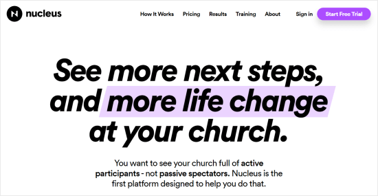 Nucleus website builder for churches
