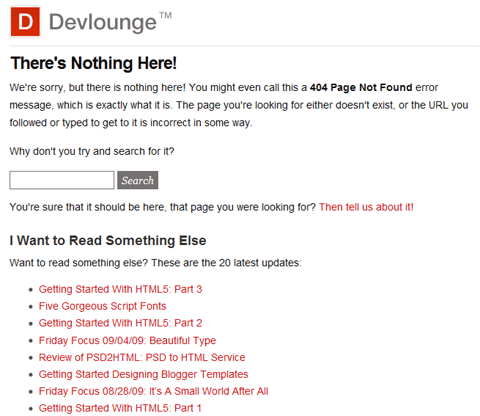 Devlounge 404 Page