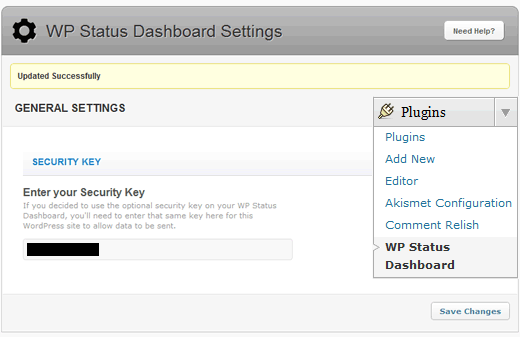 WP Status Dashboard - Client Settings