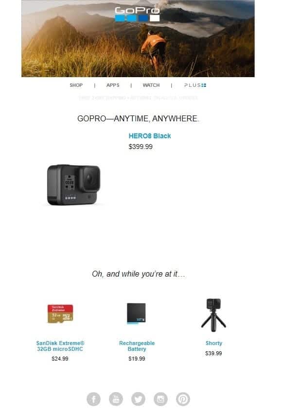 GoPro - abandoned cart email