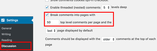Break comments in pages