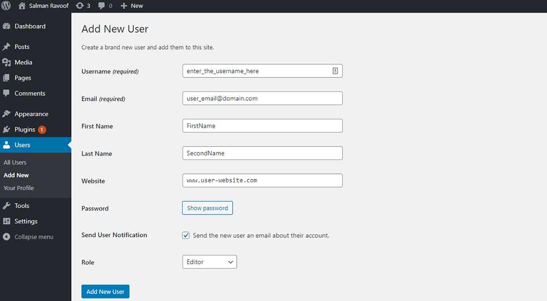Only Administrators can add new users in WordPress by default