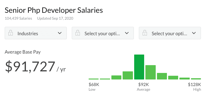 Senior PHP developer salary