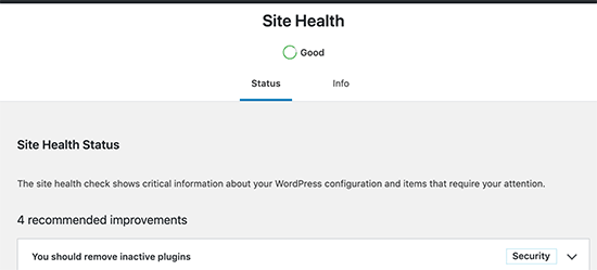 Site Health score in WordPress 5.3