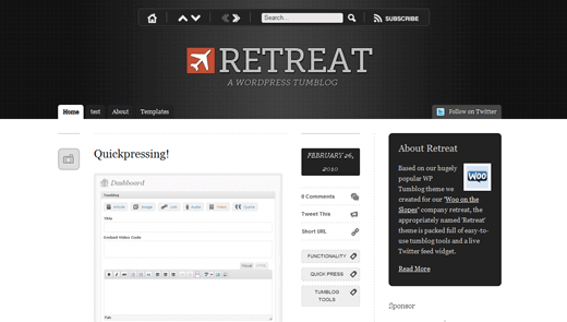 Retreat Tumblog Theme for WordPress