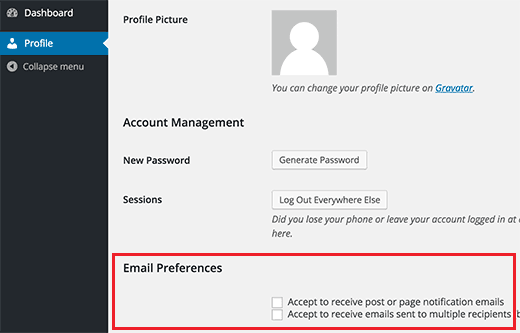 Email preferences 