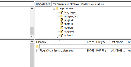 Plugin Organizer mu-plugin file