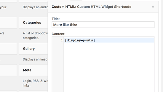 Adding shortcode inside Custom HTML widget in WordPress