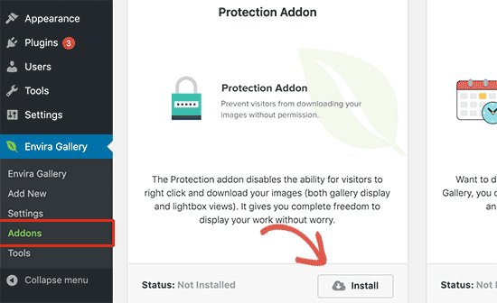 Install protection addon