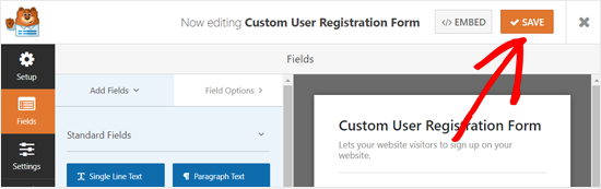 Save Your Custom User Registration Form