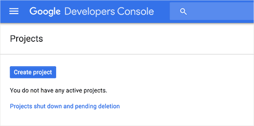 Creating a project in Google Developer Console