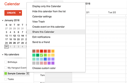 Sharing a Google Calendar