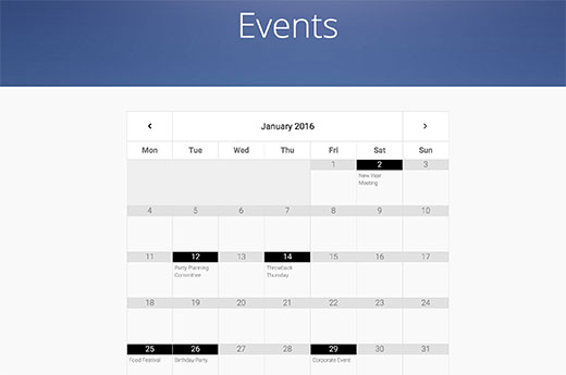 Google Calendar embedded into a WordPress page