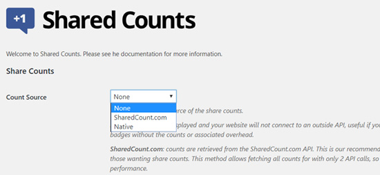 Share Counts Source Options