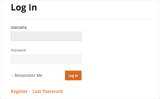 Preview of a frontend login page in WordPress