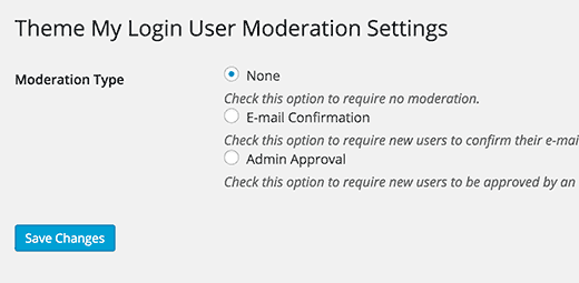 Moderate user registrations