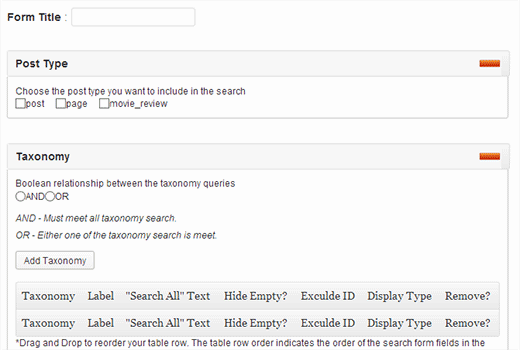 Ajax search filter settings 