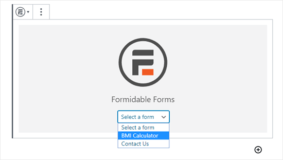 Selecting the correct form from the Formidable Forms dropdown