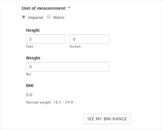 Viewing the BMI calculator on the website