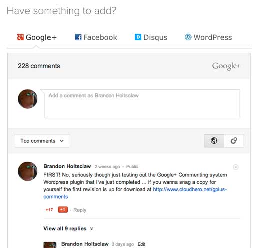 Google+ Comments Demo