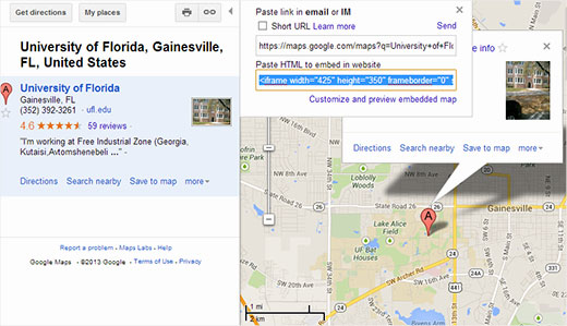 Manually embed a Google Map in WordPress