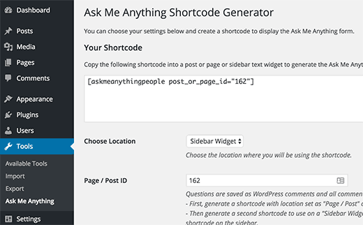 Shortcode to use in a widget