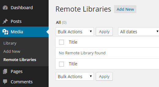 Adding remote media library