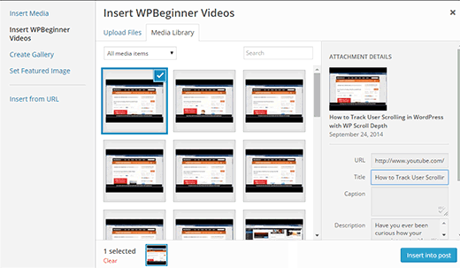 Inserting a video from remote YouTube channel into WordPress