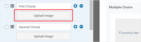 Uploading images for the different choices on your form