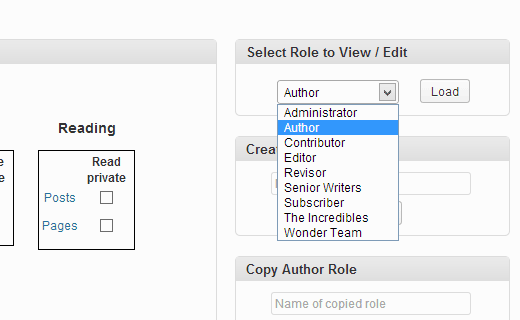 Select and load a role you want to edit